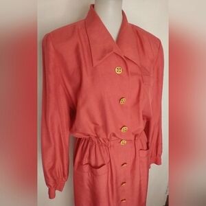 GRACIOUS SALMON SILK VINTAGE DRESS